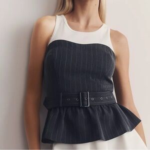Anthropologie SOLD OUT Porridge Ribbed Belted Peplum Tank Top in XXS!